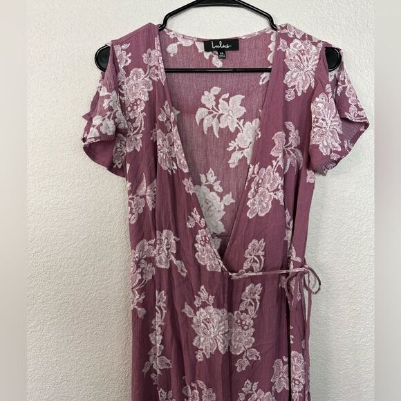 Lulus Heart of Marigold Lavender Floral Print Wrap Maxi Dress Women’s Size XS - Picture 6 of 8
